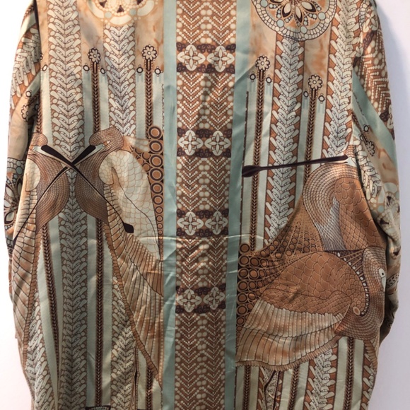 Citron 100% Silk Bird Floral Button Front size XL - Picture 3 of 4